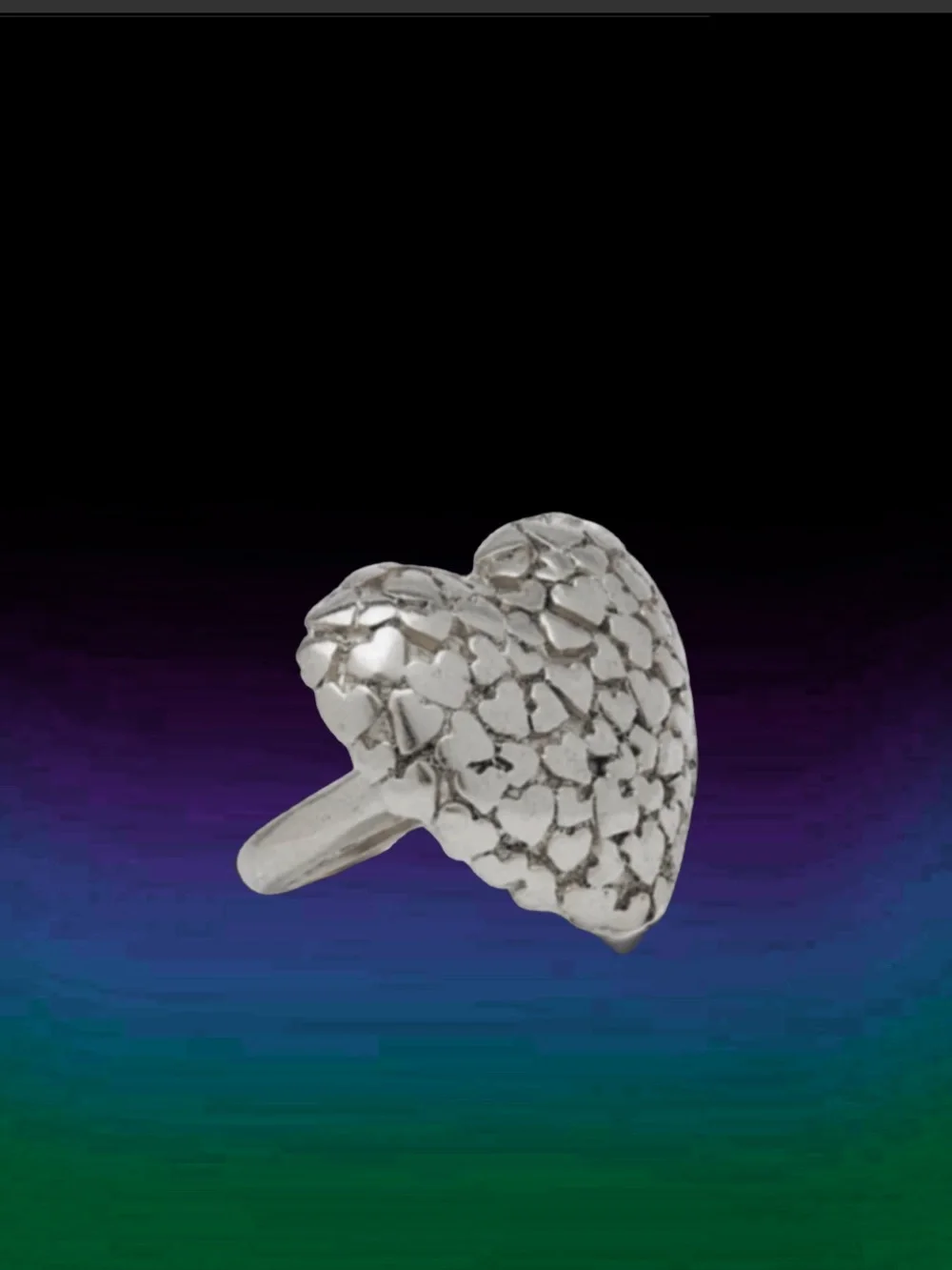 Oscar de la Renta • Rare Cluster Hearts Ring - Heart-shaped silver Toned
